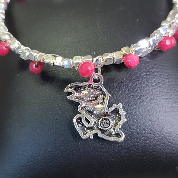 Bracelet K U Team. Silver/Red. ADJUSTABLE - Picture 3 of 6